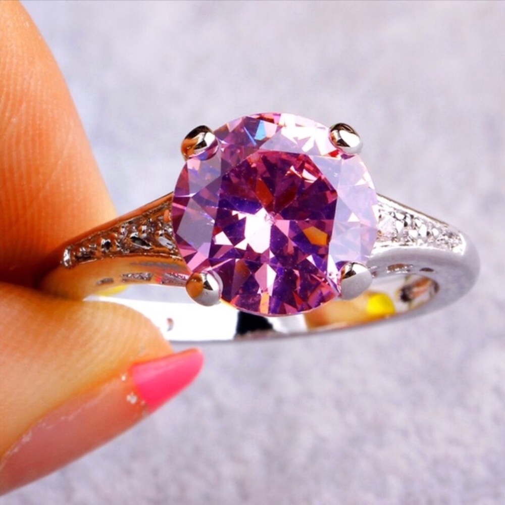 925 pink & white topaz ring - Picture 4 of 8